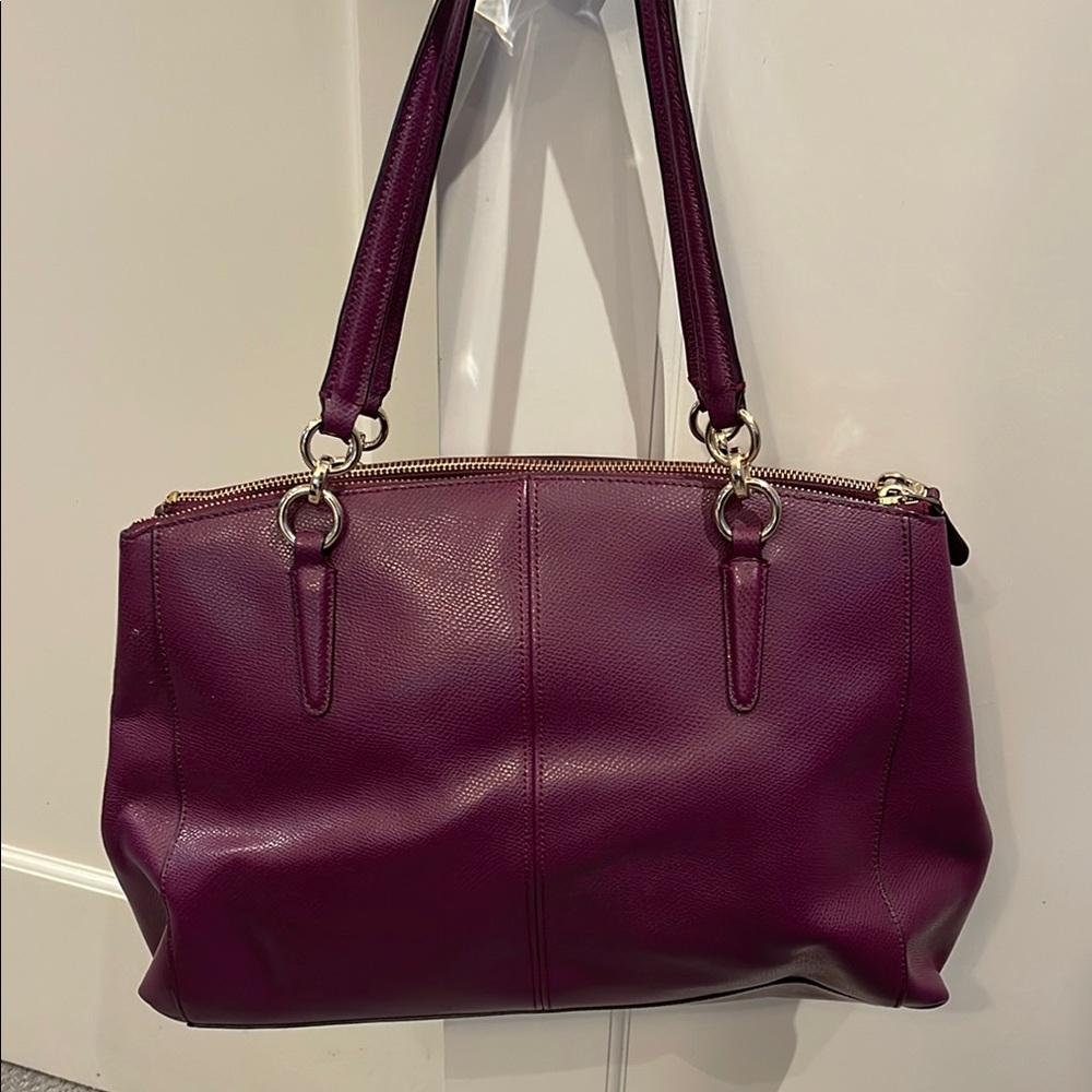Coach Purple Leather Christie Carryall Tote - Picture 6 of 9